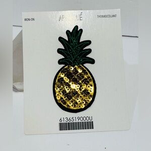 Pineapple Gold & Green Sequin Iron-On Applique Patch Brand New